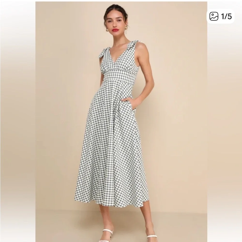 Lulus Chic French Girl Midi Dress - Picture 1 of 5